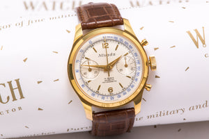 Nivada vintage chronograph, valjoux 23, 18K gold, SOLD
