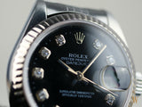 Rolex Ladies Datejust Black Diamond Dial Ref 79174