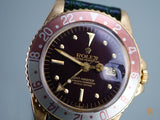 Rolex GMT-Master 18ct gold Nipple Dial Root Beer