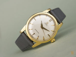 Omega 2577, 18K solid gold, unpolished condition with original unrestored two-tone dial