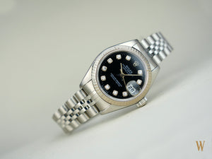 Rolex Ladies Datejust Black Diamond Dial Ref 79174