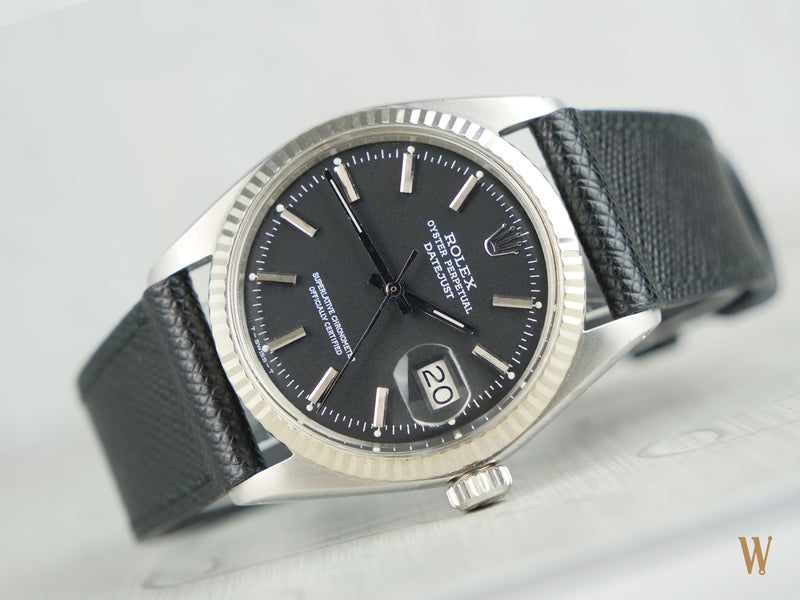 Rolex datejust black online leather strap