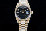 Rolex day date 18ct gold with factory set diamond dial and bezel