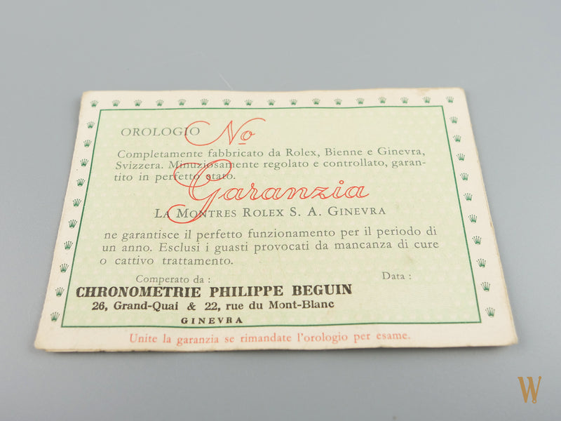 Rolex Blank Guarantee Papers Dated 1957 The Watch Collector